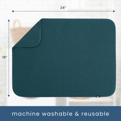 S&T INC. Dish Drying Mat XL, 18” x 24”, Absorbent Microfiber Kitchen Counter Mat, Dish Drying Pad