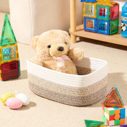 Small Storage Baskets for Organizing | Closet Organizer Bins | Shelf Toy Basket | Woven Rope