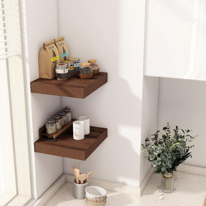 Fun Memories 12 Inch Floating Shelf, Rustic Wood Wall Shelves for Wall Decor & Storage, 12 x 12