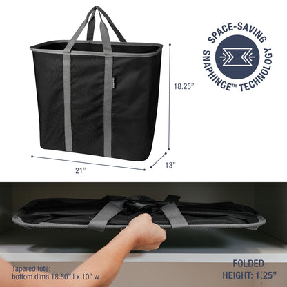 CleverMade Collapsible Laundry Caddy, 64L Pop-Up Hamper, 2 Pack, Black Gray