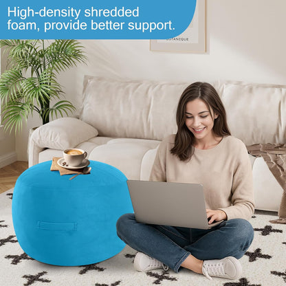 MeMoreCool Round Stuffed Pouf Ottoman Foot Rest, Floor Pouf Foot Stool with Soft Foam Chunk
