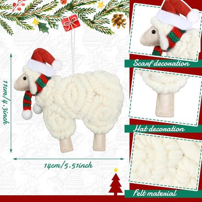 Jenaai 3 Pieces Felt Sheep Christmas Ornaments Sheep Decorative Hanging Ornaments Vintage Farm