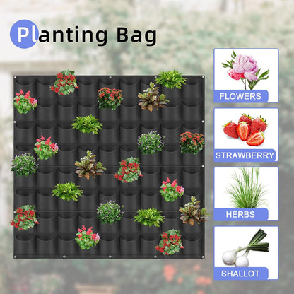 72 Pockets Hanging Planter Bags, Hanging Vertical Wall Mounted Plant Planting Grow Bags, Herb