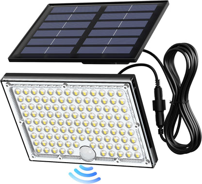 JACKYLED Solar Lights Outdoor with Motion Sensor, 113LED Cool White Solar Flood Lights, Waterproof