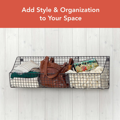 Spectrum Diversified 89076 Wall Mount Triple Storage Basket, Industrial Gray