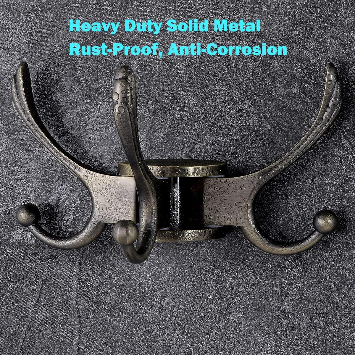 Swivel Coat Hook 2 Pack Heavy Duty Space Saving Towel Rope Hook Wall Mount Triple Swing Arms for RV