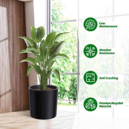 Tall Round Planter Set of 2, 19.5‘’ H x 19.9" Dia Large Planters for Indoor Plants with Built-in