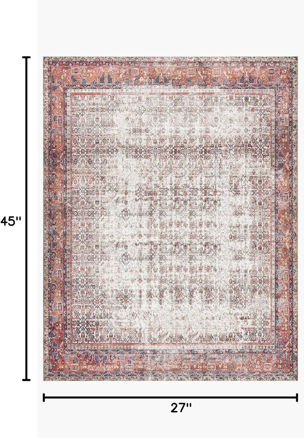 Loloi Layla Collection LAY-12 Ivory/Brick 2'-3" x 3'-9" .13" Thick Accent Rug, Soft, Durable