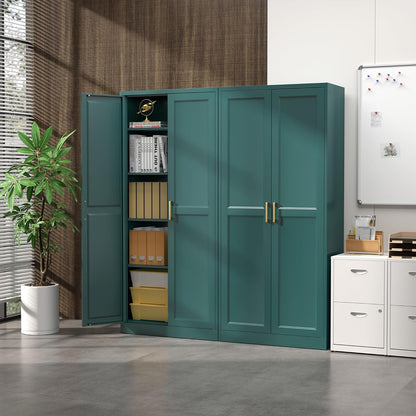 Kitchen Pantry Cabinet,71”Green Metal Pantry Storage Cabinets with Doors and 4 Adjustable