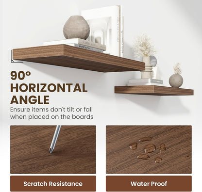 24 Inch Floating Shelves, 12 Inch Deep Floating Shelves for Wall, Floating Shelf with Invisible