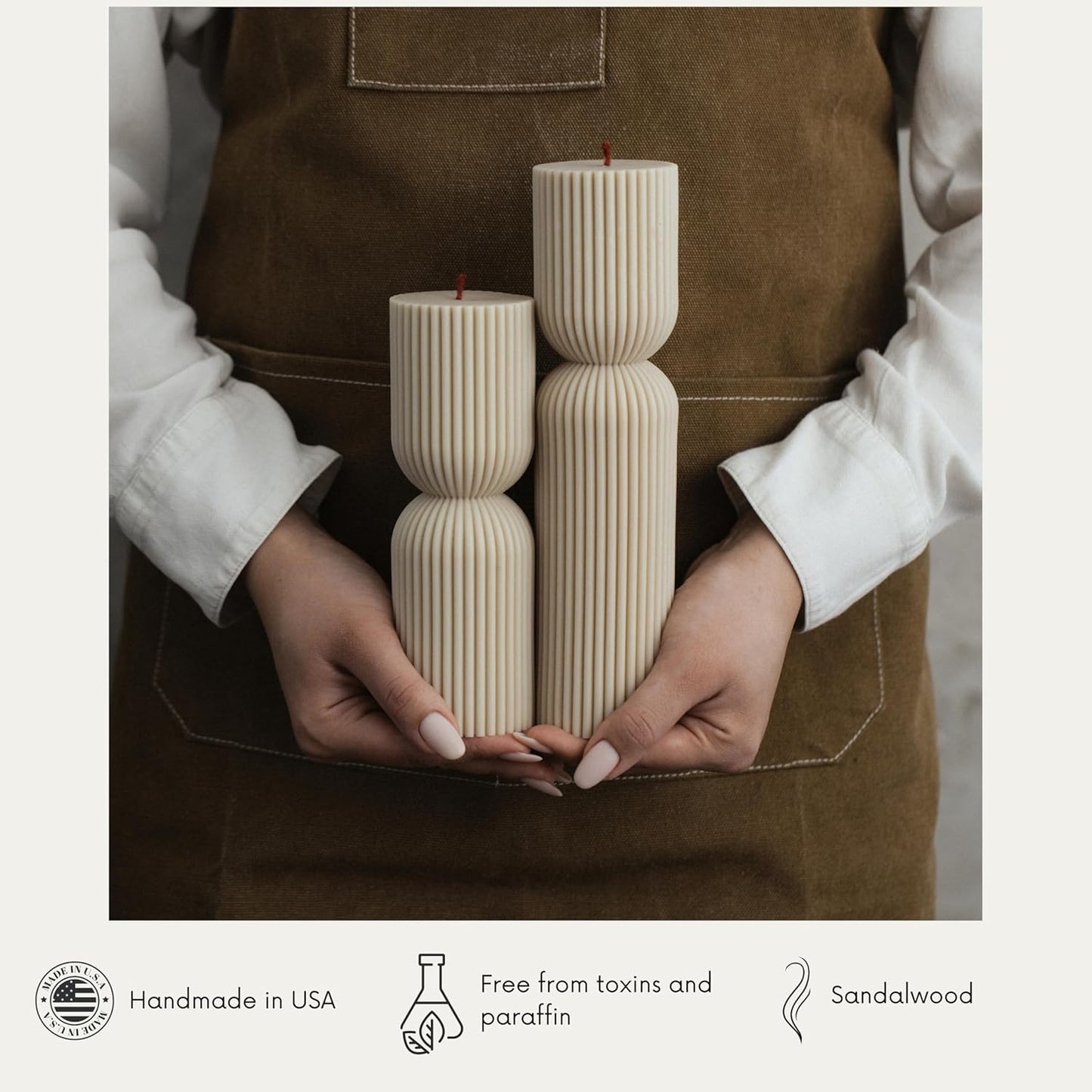 LAWA Hourglass Pillar Candle - Large Beautiful Handmade Pillar Scented Soy Wax Candle Elegant