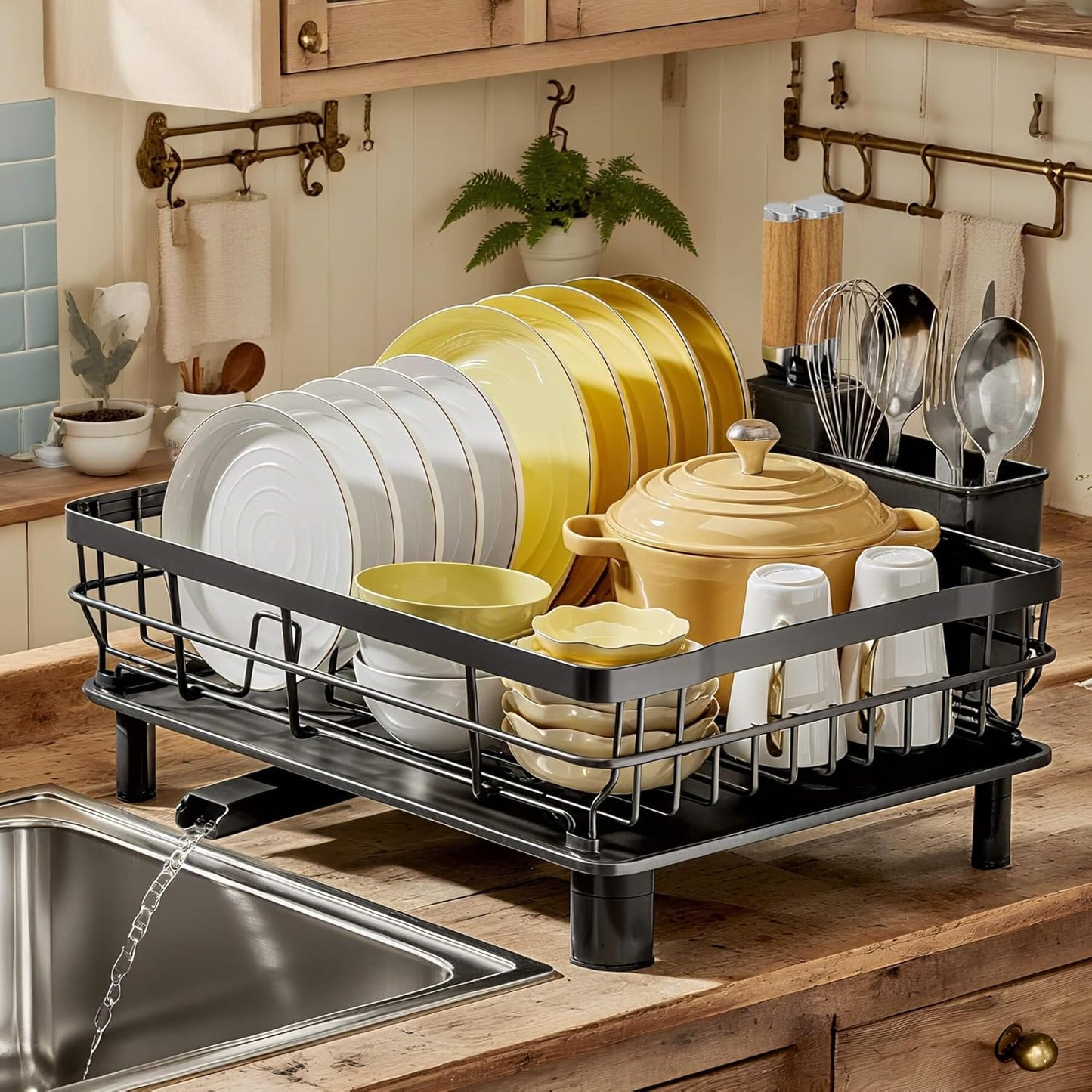 MOUKABAL Dish Drying Rack, Dish Rack, Stainless Steel Dish Racks for Kitchen Counter, Dish Drainer