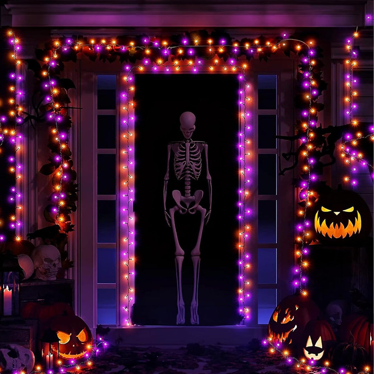 Dazzle Bright 164 FT 500 LED Halloween String Lights, Waterproof Halloween String Lights Black Wire