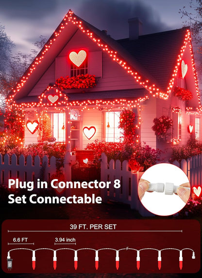 Red Christmas Mini Lights, 39Feet 100 LED Red String Lights with 8 Lighting Modes, Connectable
