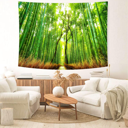 Delur Forest Pathway Tapestry Sunset Tropical Rainforest Nature Tree Tapestry Wall Hanging Sunrise