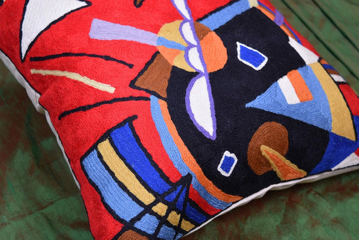 Kandinsky Contemporary Throw Pillow Cover - Bright | Red Modern Pillow Cases | Abstract Accent