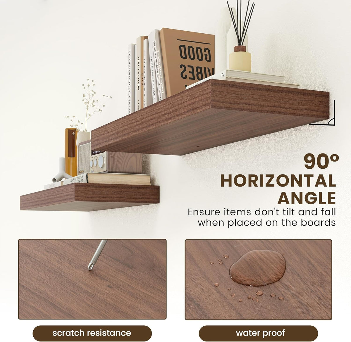 Deep Floating Shelves for Wall | 12 Inch Deep Floating Shelves 30 Inches Long Set of 2 | Rustic