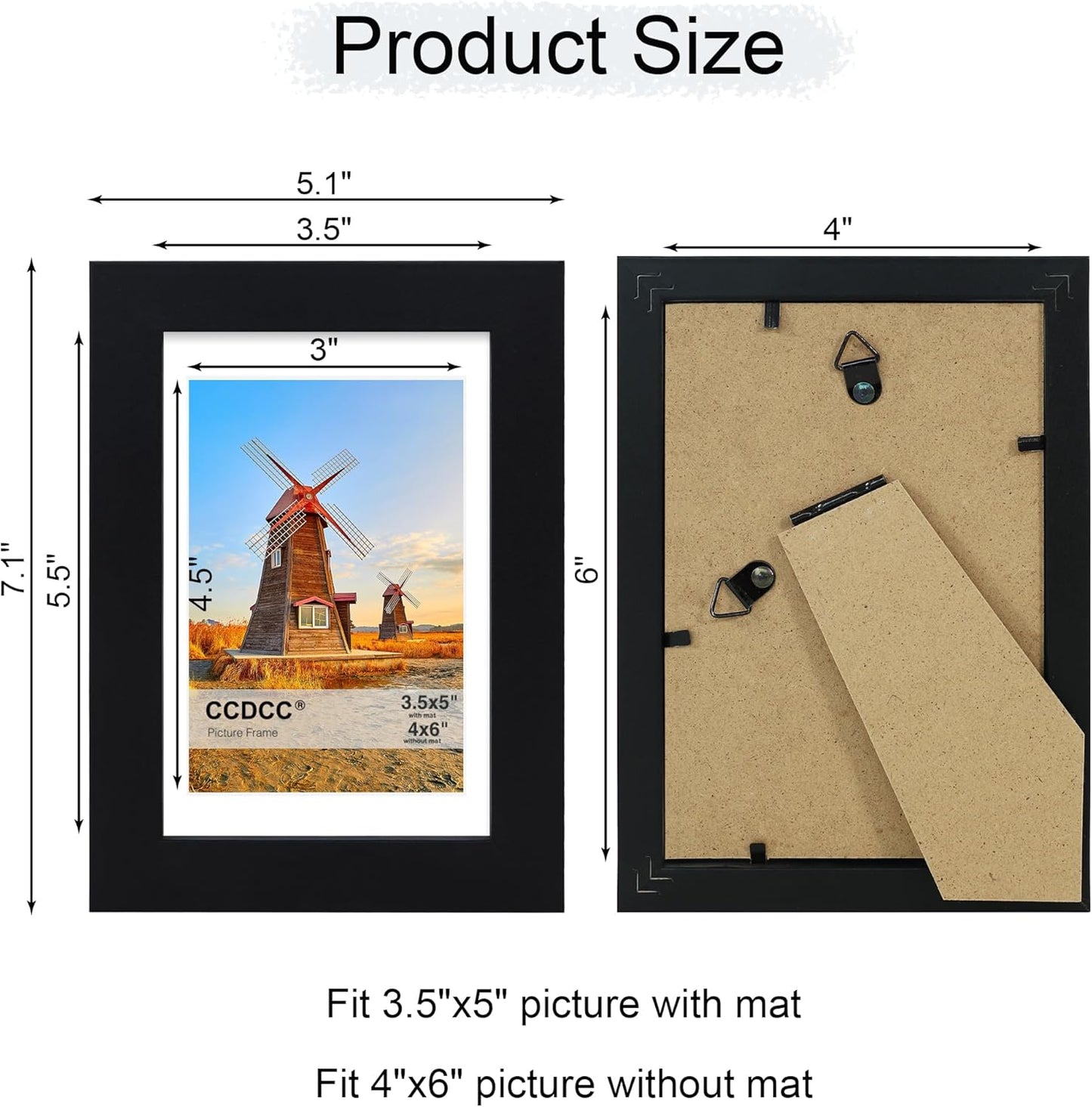 4x6 Picture Frame Set of 4, 4 x 6 Wood Photo Frames with Mat for 3.5x5, Wooden Frame with Real