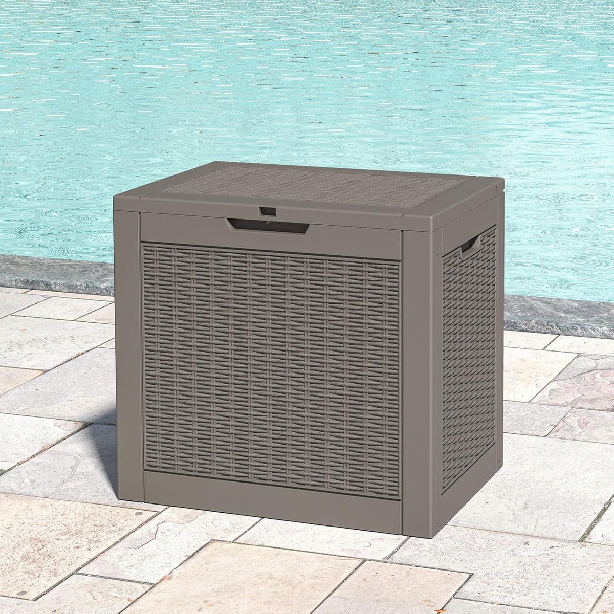 31 Gallon Deck Box, Resin Outdoor Storage Box, Waterproof and UV Resistant Deck Box, Lightweight