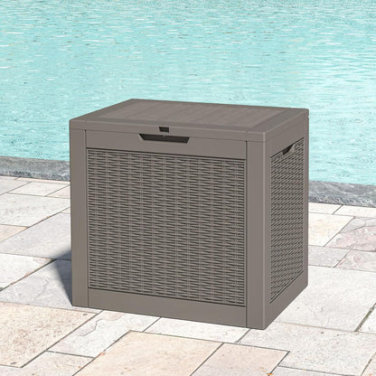 31 Gallon Deck Box, Resin Outdoor Storage Box, Waterproof and UV Resistant Deck Box, Lightweight