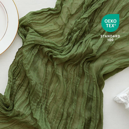 Sioloc 5 Pack Moss Green Cheesecloth Table Runner Fall Autumn Decor for Home 10ft Table Cloth for