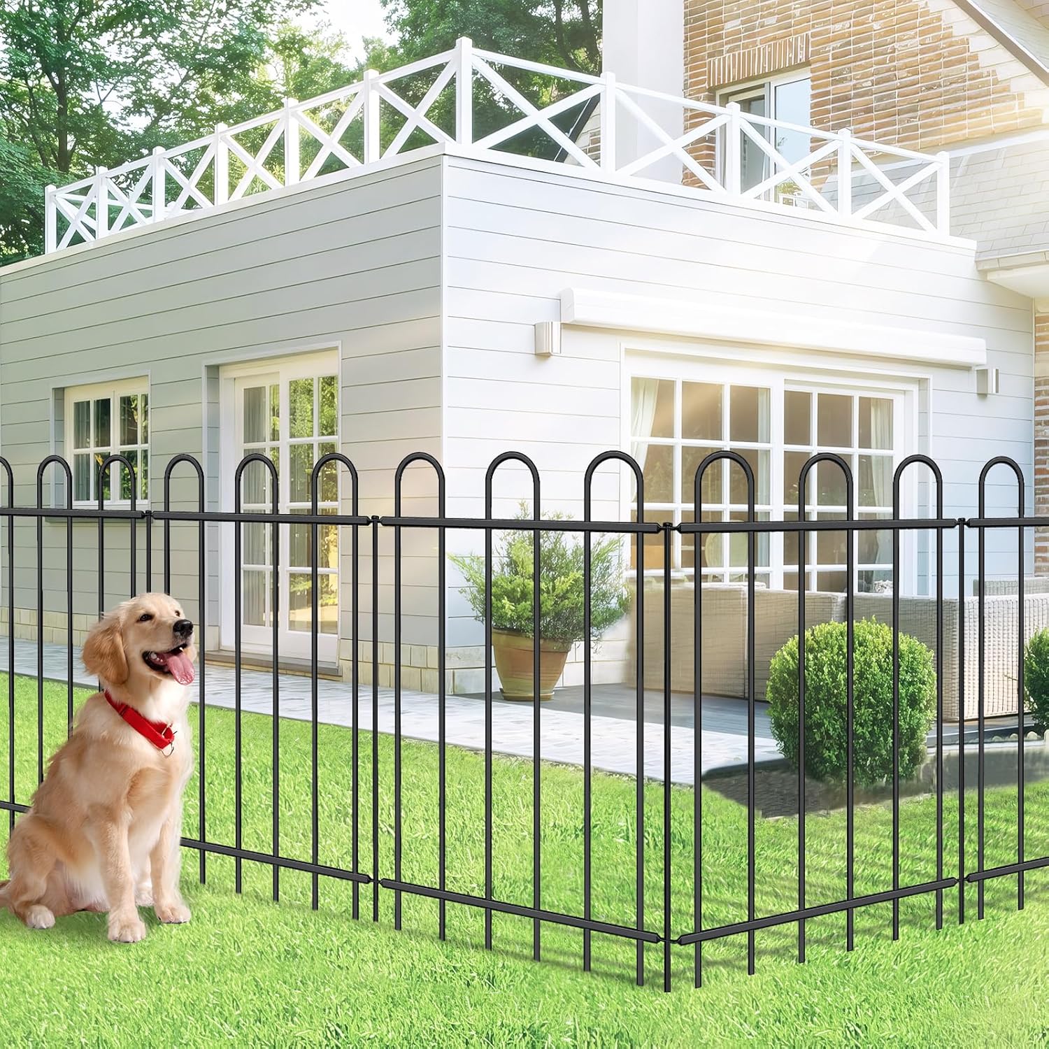 Metal Garden Fence 36 in H x 12 ft L, No dig Garden Border Yard Fencing, Dog Fence Outdoor