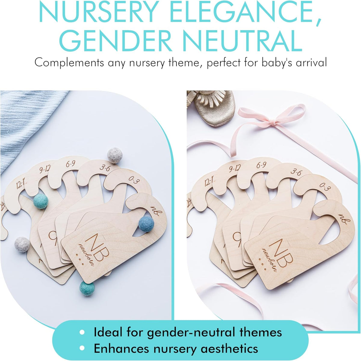 Baby Clothes Dividers for Closet – Wood Size Dividers for Newborn to 24 Months, Nursery Organizer