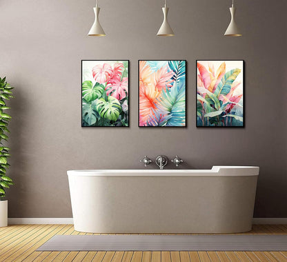 3pcs Tropical Botanical Canvas Wall Art Monstera Leaves Posters Botanical Prints Bohemian style