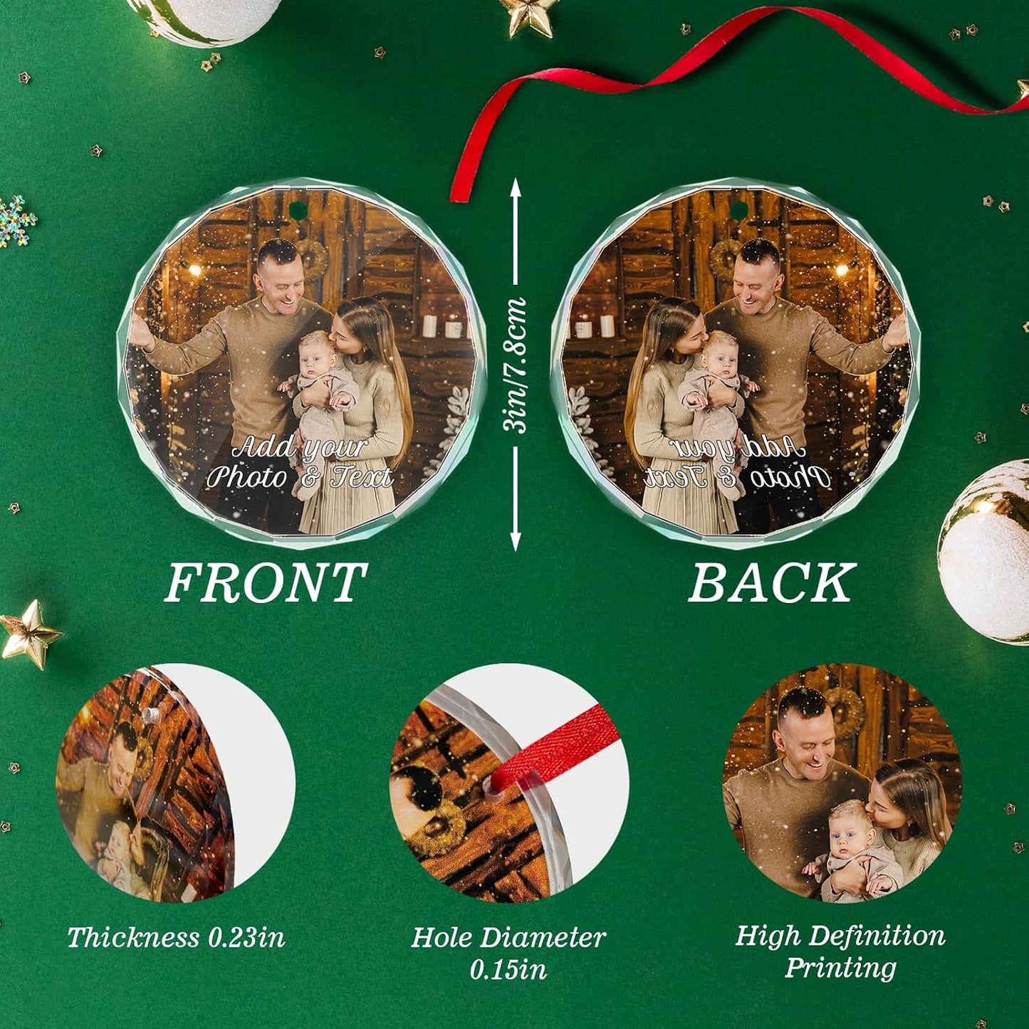 Personalized Christmas Ornament with Photo - Custom Picture Ornaments for Christmas 2025