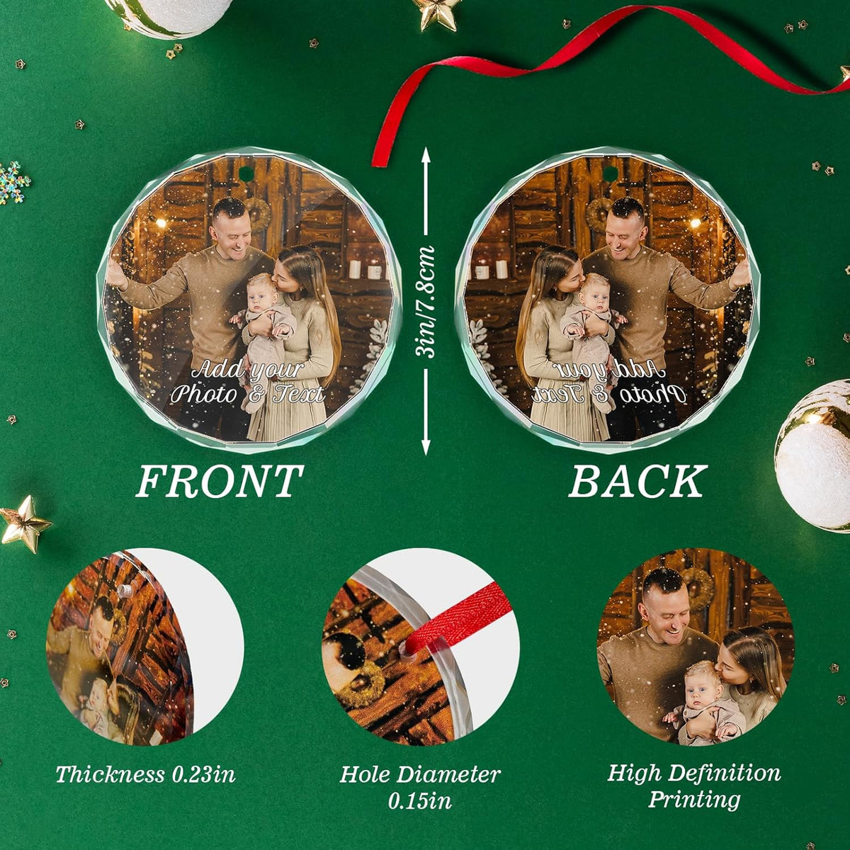 Personalized Christmas Ornament with Photo - Custom Picture Ornaments for Christmas 2025