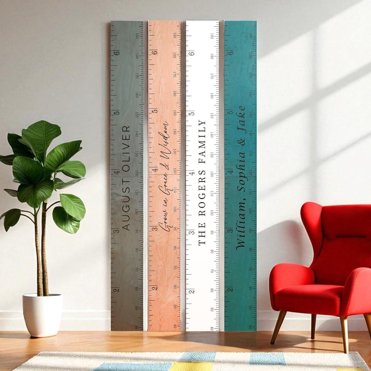 Personalized Wooden Growth Chart for Kids – Wall Height Ruler for Child Growth Tracking – Wooden