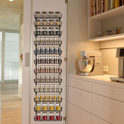 SWOMMOLY Adjustable Wall Mount Spice Rack Organizer, 12-Tier Dual-use (Multi-use) Hanging Spice