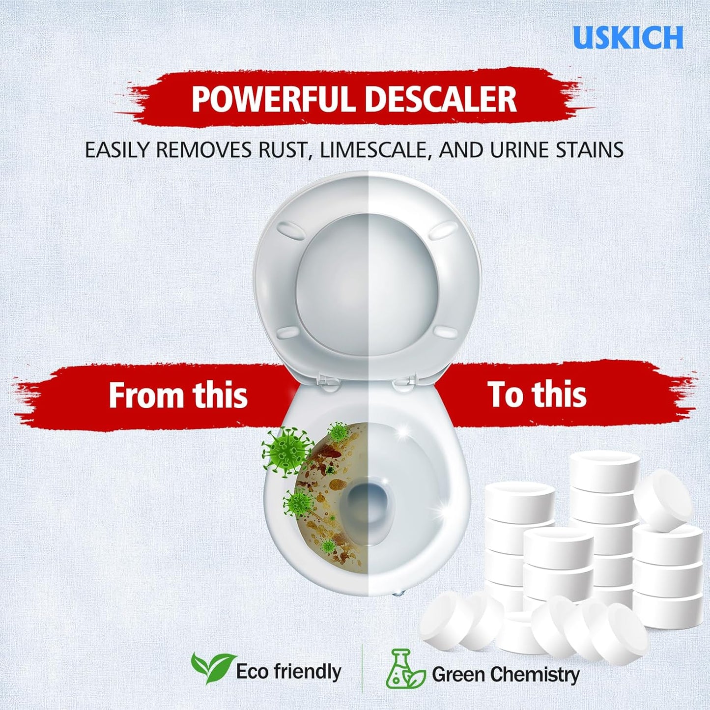 USKICH Toilet Bowl Cleaner 40 PACK, Household Automatic Toilet Bowl Cleaners with Bleach, Bathroom