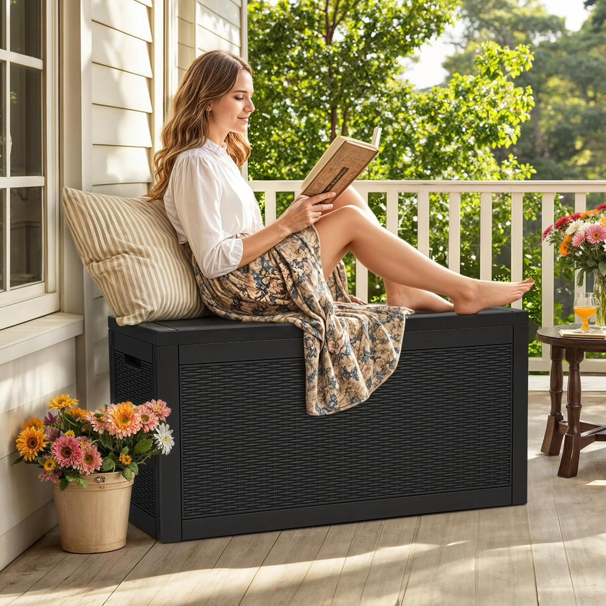YITAHOME 60 Gallon Outdoor Storage Box, Large Water Resistant Resin Deck Box, Indoor Outdoor