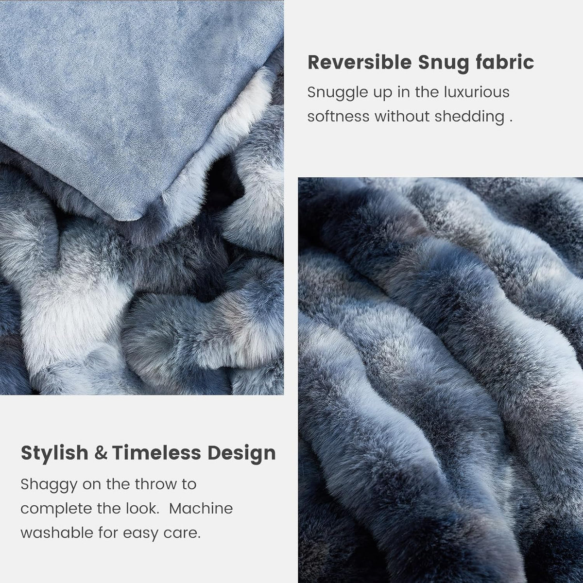 Cozy Bliss Faux Fur Throw Blanket for Couch, Fuzzy Soft Plush Thick Bubble Blanket for Sofa Bedroom