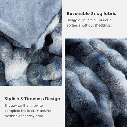Cozy Bliss Faux Fur Throw Blanket for Couch, Fuzzy Soft Plush Thick Bubble Blanket for Sofa Bedroom