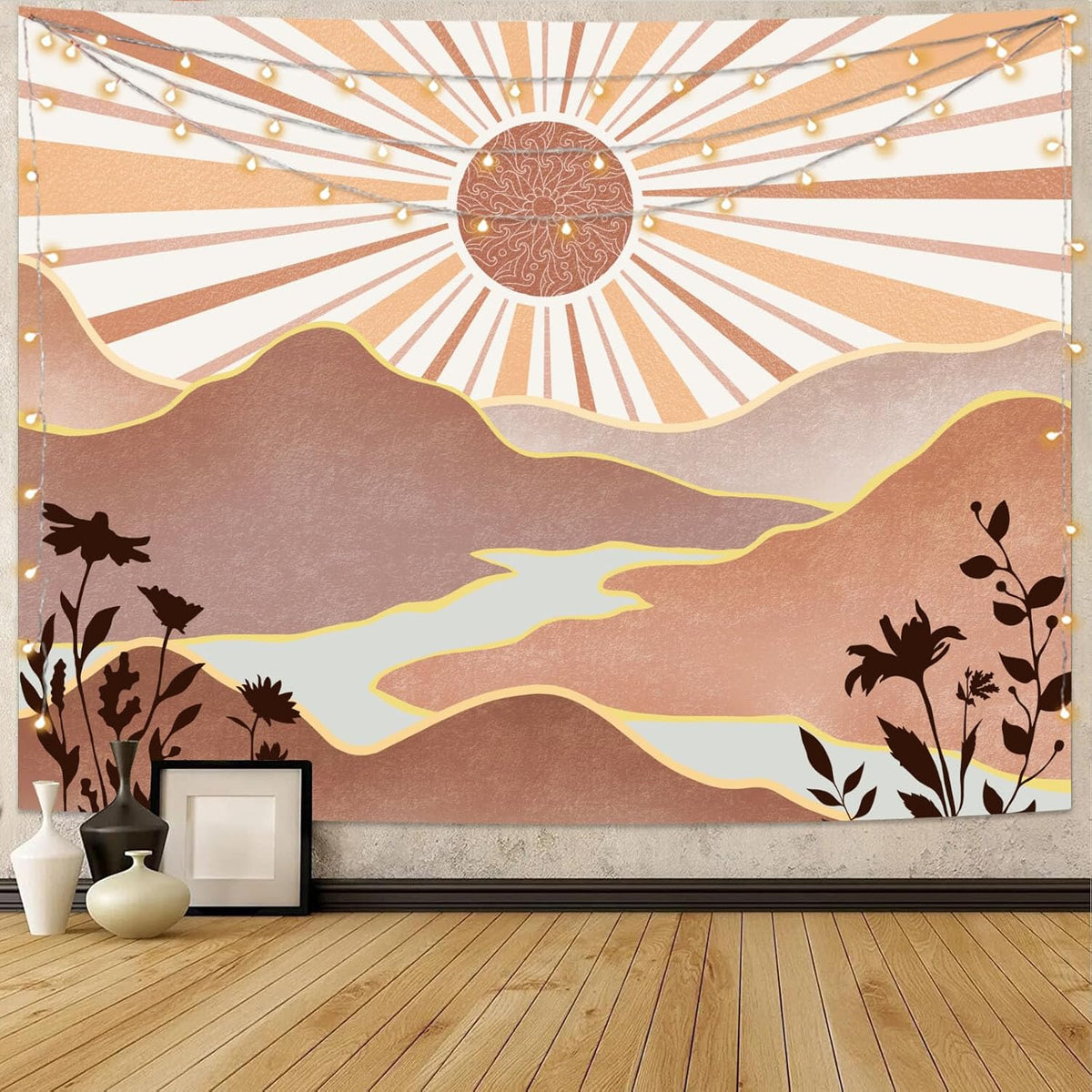 Lunerfex Boho Sun Tapestry Sunset Wall Tapestry, Mountain Tapestries for Bedroom 80s Tapestries