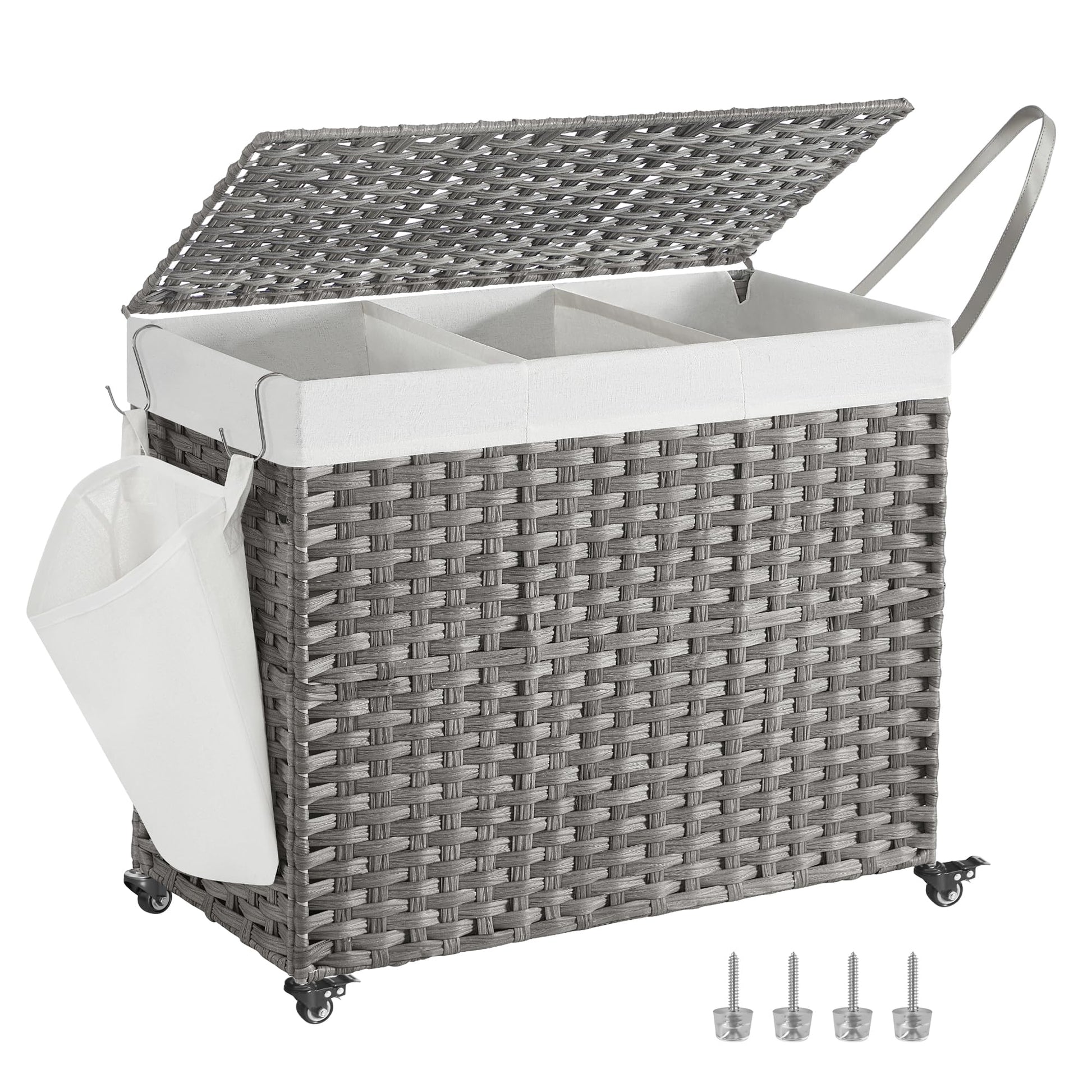 SONGMICS Laundry Hamper with Lid, 42.3 Gallons (160 L), Rolling Laundry Basket with Wheels