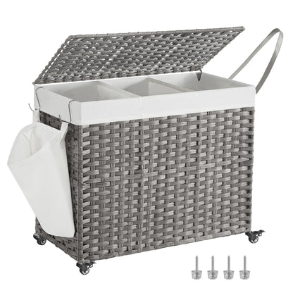 SONGMICS Laundry Hamper with Lid, 42.3 Gallons (160 L), Rolling Laundry Basket with Wheels