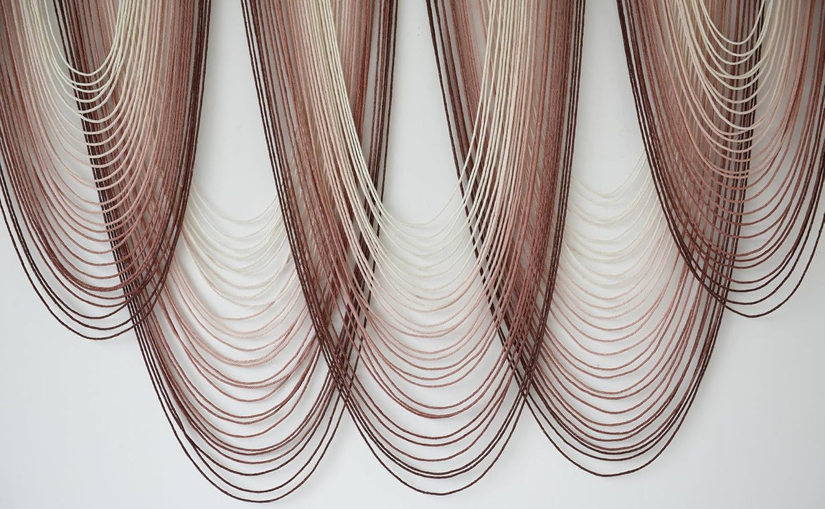 IOWER Macrame Wall Hanging Pink Dip-Dyed Large Macrame Wall Decor For Living Room Boho Fiber Art