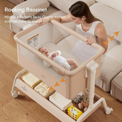 3-in-1 Baby Bassinet, Rocking Bassinet, Bedside Bassinet for Baby, Stable and Secure Bassinet