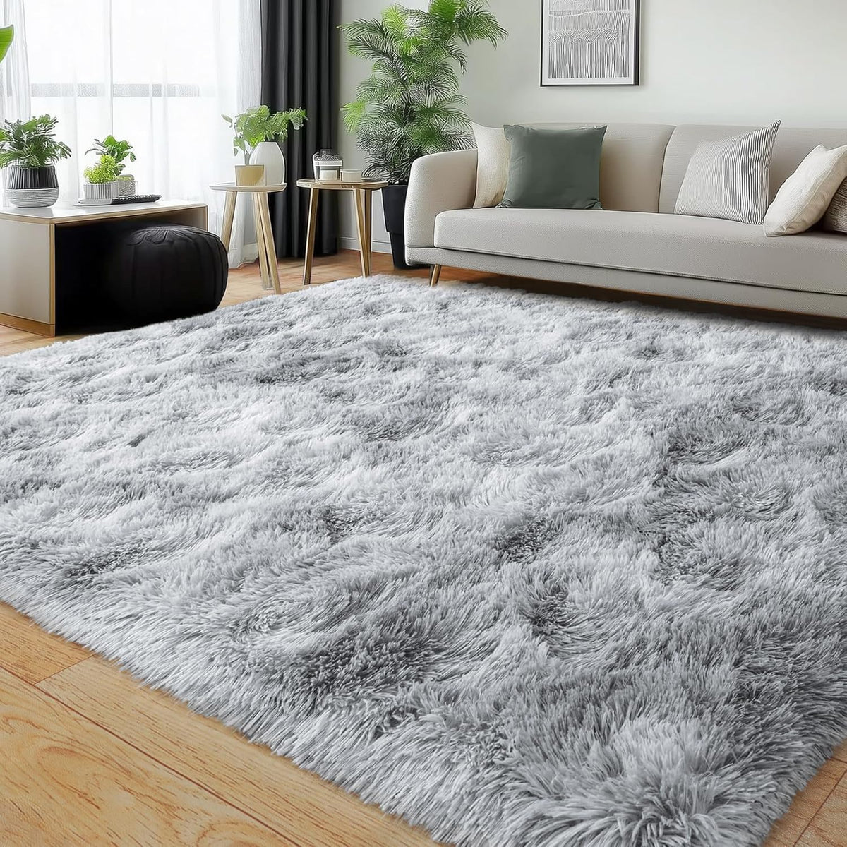 Rezutan Rugs for Living Room, Area Rug 4x6 Fluffy Rug Carpet, Soft Shaggy Modern Floor for Kids