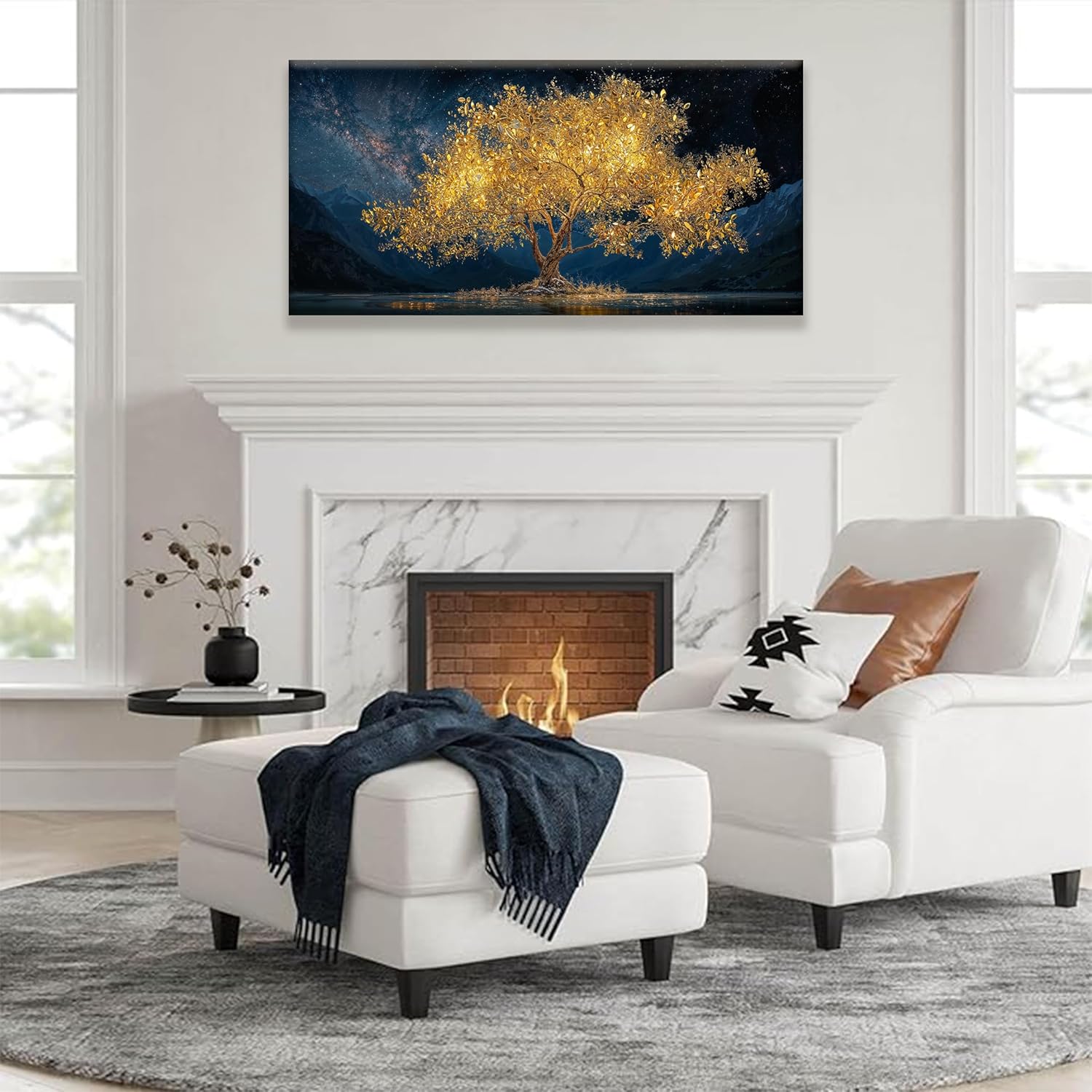 Tsomzxng Modern Canvas Wall Art Decor Print Paintings Gold Tree Of Life Landscape Painting Prints