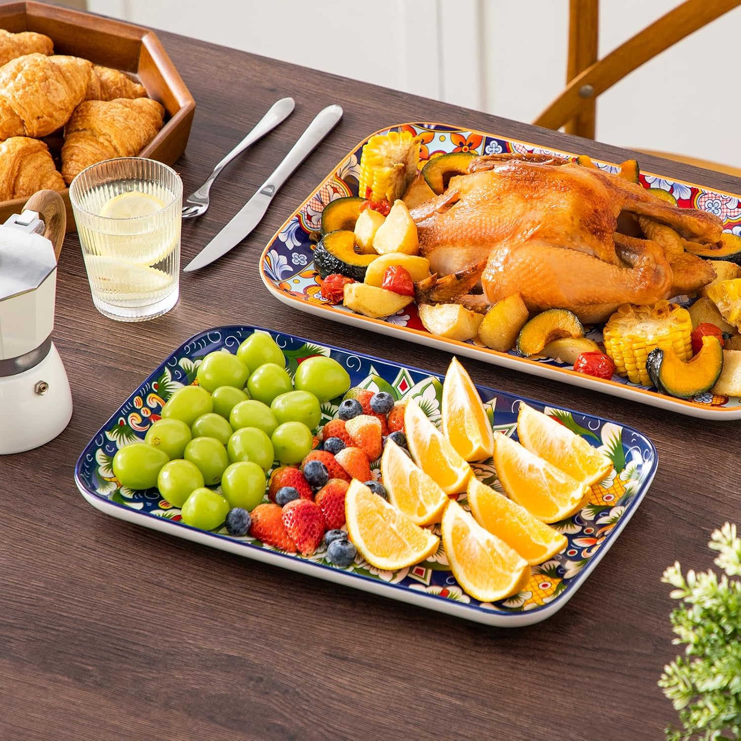 vancasso Serving Platters Set of 3, 16"/14"/12" Inch Rectangular Trays - Serving Platter Extra