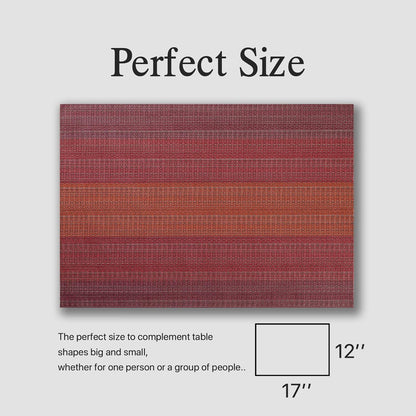 Placemats Set of 12 - Easy Clean Woven Vinyl Placemats for Dining Table, Indoor/Outdoor Place Mats