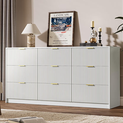 White Dresser for Bedroom, 9 Drawer Double Dresser, Modern Chest of Drawers for Bedroom, Living