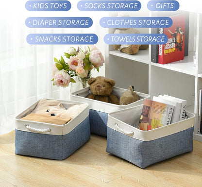 TcaFmac Storage Bins for Organization - Large 3 Pack Canvas Storage Basket for Shelves with
