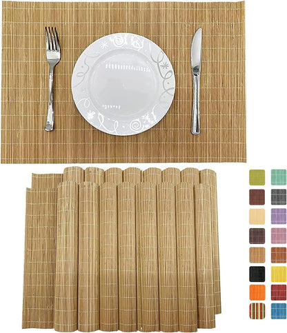 ANDSTAR Set of 16 Pcs Bamboo Placemats Sushi Rolling Mat Japanese Style Natural Anti-Slip Bamboo