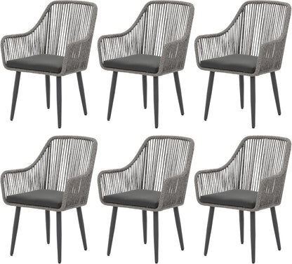 Patiorama Outdoor Dining Chairs, Patio Dining Chair Set of 6, All-Weather Woven Rope Rattan Chairs