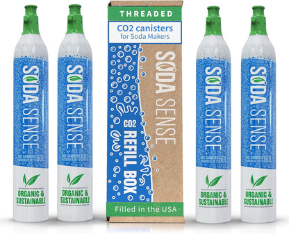 Soda Sense 60L CO2 Exchange Canister - 4 Pack, Threaded Style - Compatible with All 'Screw-In'